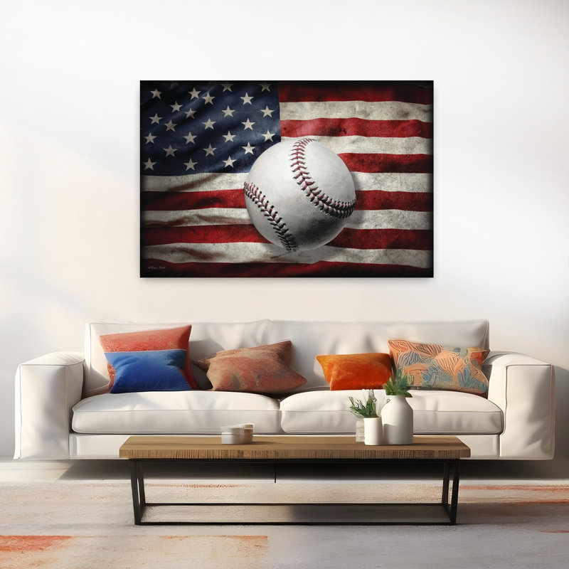 American Baseball I, art contemporain, H 40 po x l 60 po