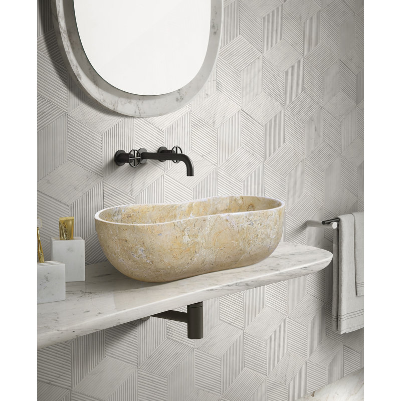 Bathroom Vessel Sink With Pre-Drilled Drain Hole, Beige