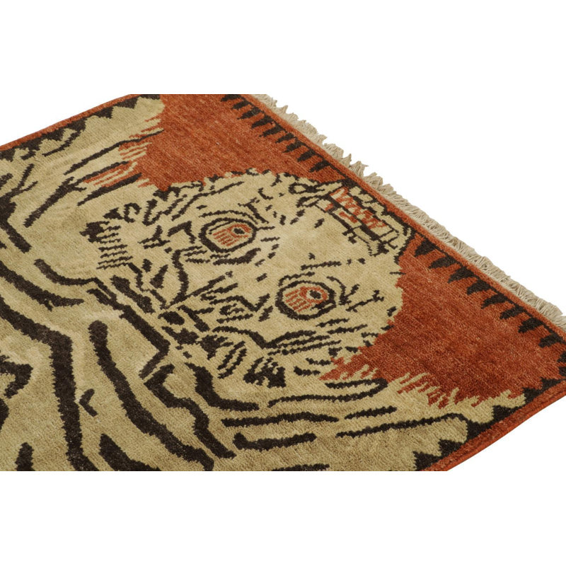 Tiger Skin Contemporary Runner - Gold, Orange, Black By Rug & Kilim, Rectangle 9' x 12'