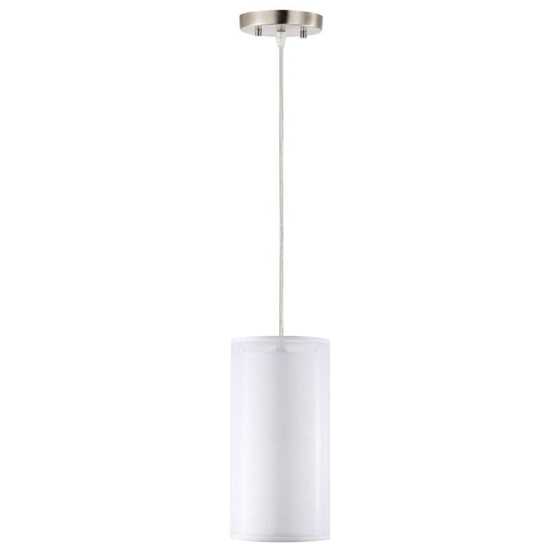 Luminaire suspendu cylindrique à 1 lumière Wiese, blanc