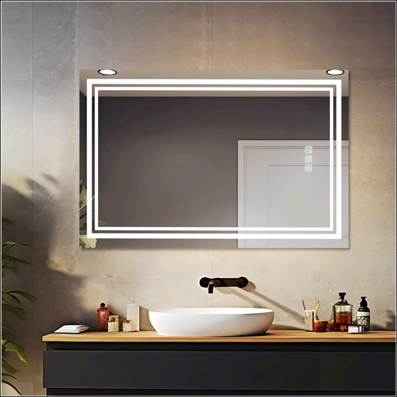 Miroir de salle de bain élégant et fonctionnel à DEL avec des caractéristiques avancées pour une expérience luxueuse