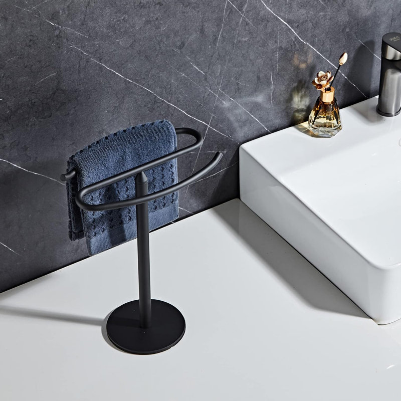 Porte-serviettes sur pied, Noir mat