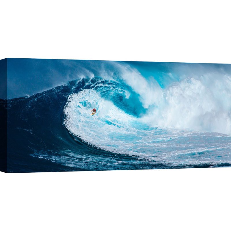 Surfing The Big Wave, Tasmania - Print on Canvas, 35cm H x 70cm W x 4cm D