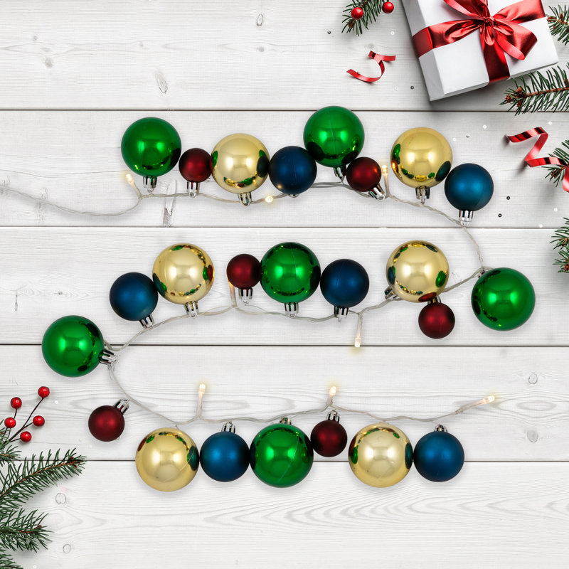Ornament String Christmas Lights - Warm White LED - 3' Clear Wire - 10Ct, Multi-Coloured