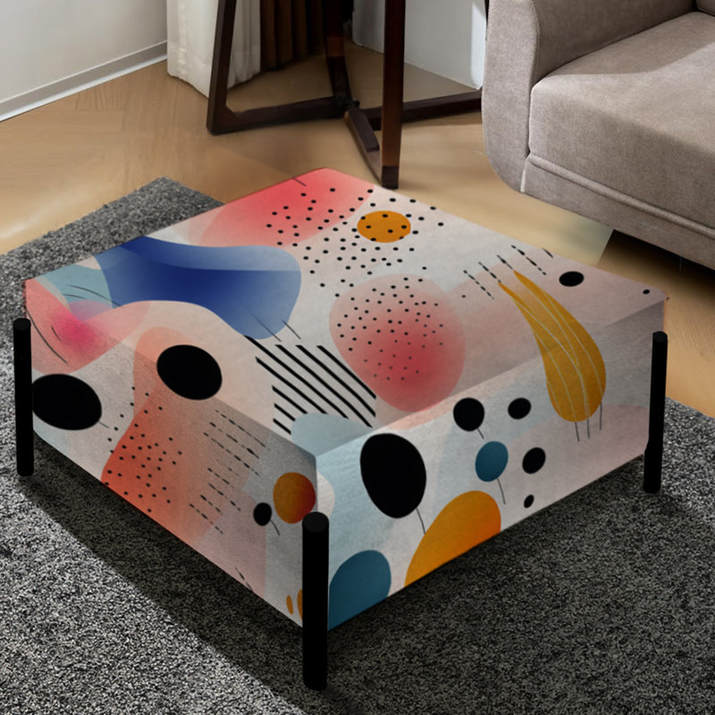 Motif de jeu avec grand repose-pieds carré géométrique coloré