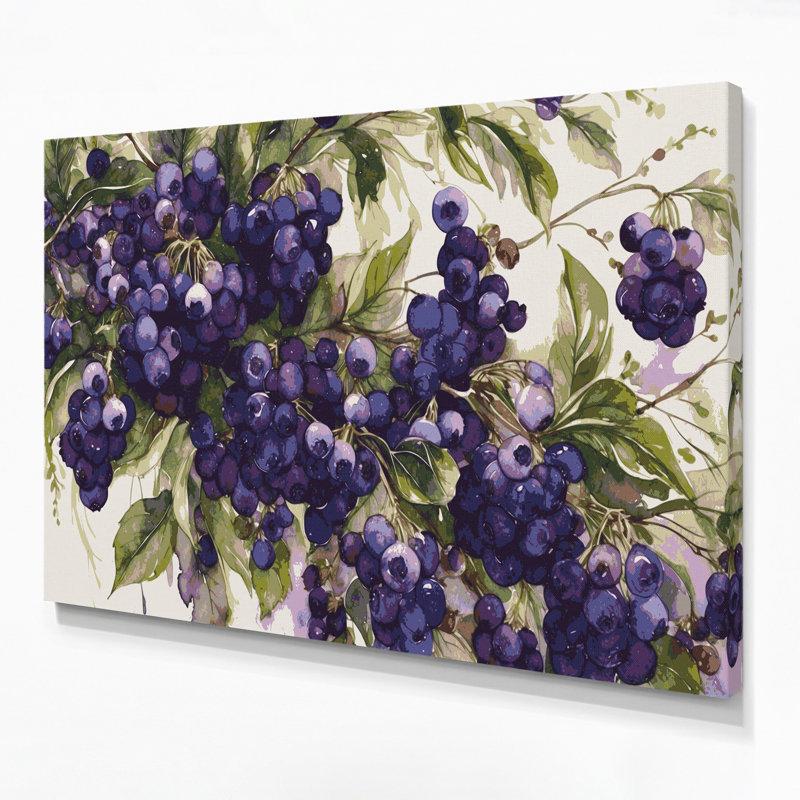 Fruit, baie de Saskatoon, art mural sur toile mauve, H 12 po x l 18 po