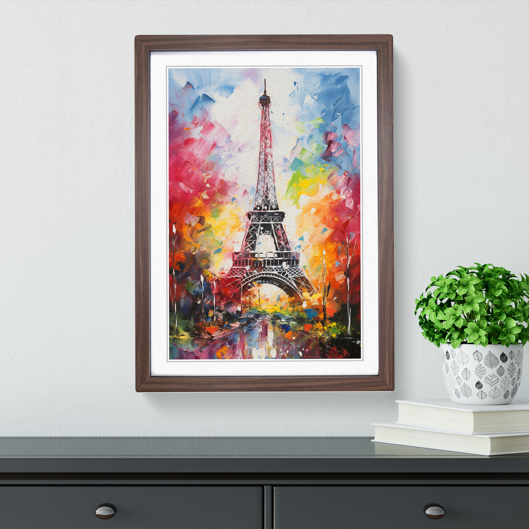 Eiffel Tower Gestural No.3 - Single Picture Frame Print on Wood