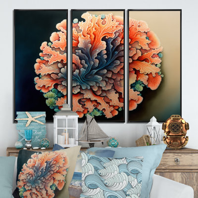 Deepsea Coral In Retro Colors Deepsea Coral In Retro Colors  3 Piece Print on Canvas