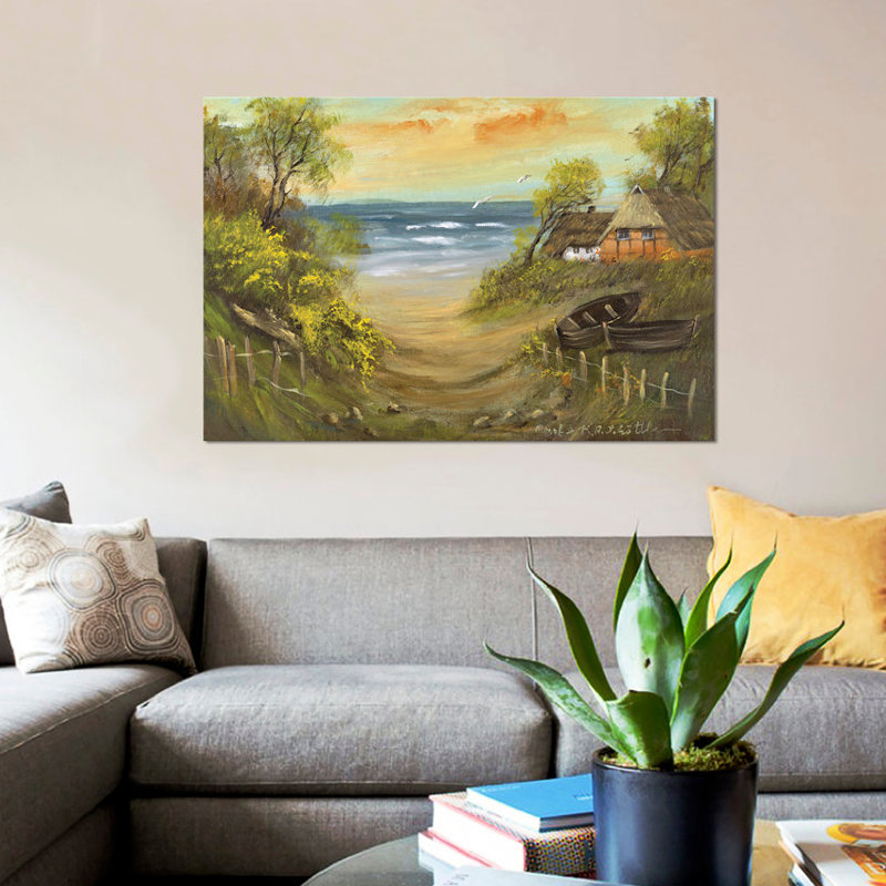 « path to the beach », reproduction sur toile, H 8 po x l 12 po x P 0,75 po, Toile tendue, Pas de tapis
