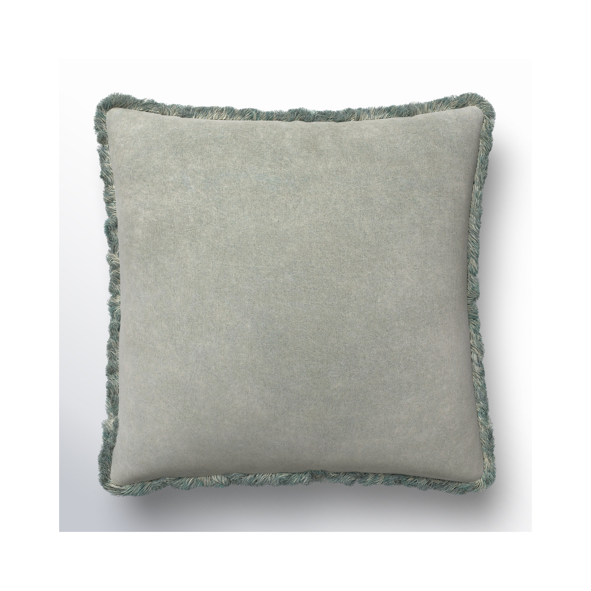 Steph Fringed Cotton Throw Pillow, Polyester/Polyfill, Sage, 18" x  18"
