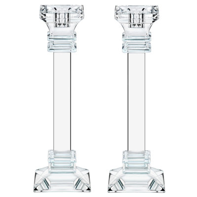 Ensemble de 2 bougeoirs coniques en cristal