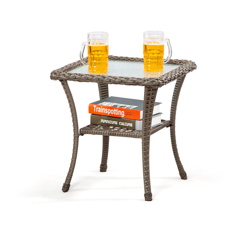 Square Glass Outdoor Side Table , 20 " W 20 " D