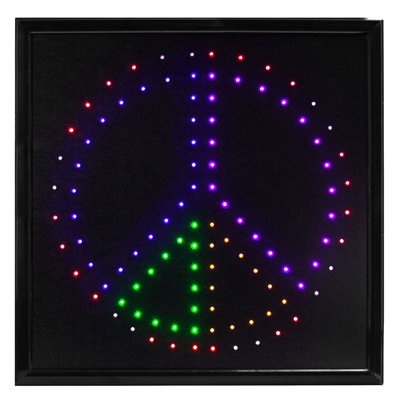 Trinx Peace Sign Framed LED Sign - 19.75" x 19.75" x 1.75"