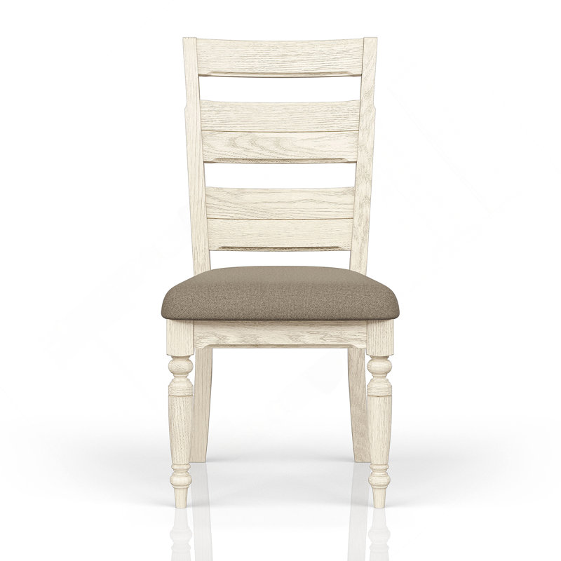 Chaise d'appoint à dossier échelle - Finition blanchie (ensemble de 2), Blanc