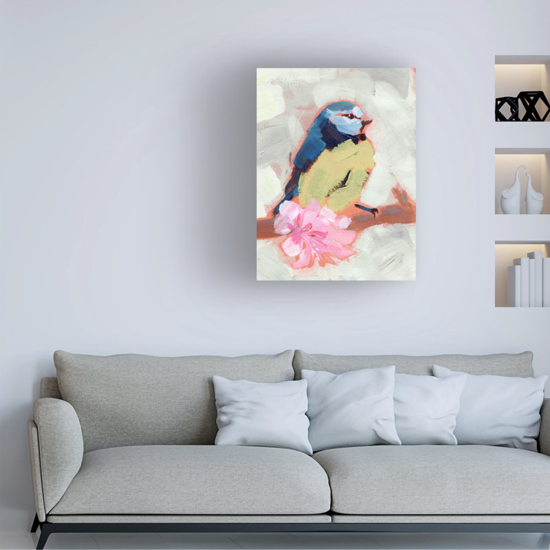 Colorful Songbird on Branch Canvas Art in 24" x 18"