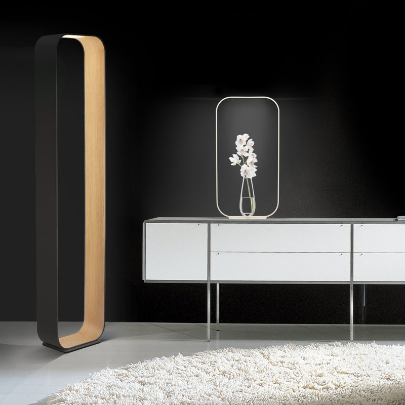 Contour Floor Lamp, White/White Oak