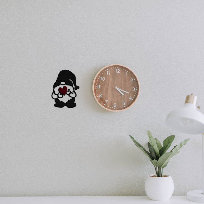Gnome Heart Wall Décor, 16" H x 12" W x 0.06" D, Silver