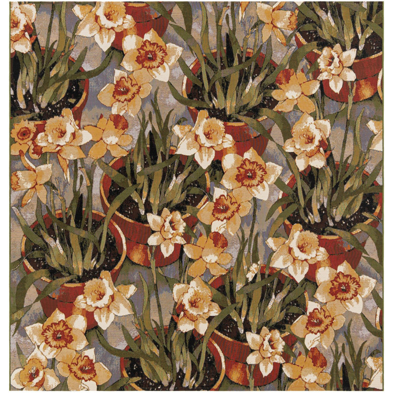  Verdure Outdoor Botanical Rug, Square 7'10"