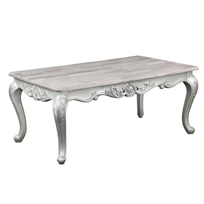 Magnificent Wood Coffee Table In Silver - Adds A Luxurious Element Traditional Style Finish Construction For Living Room