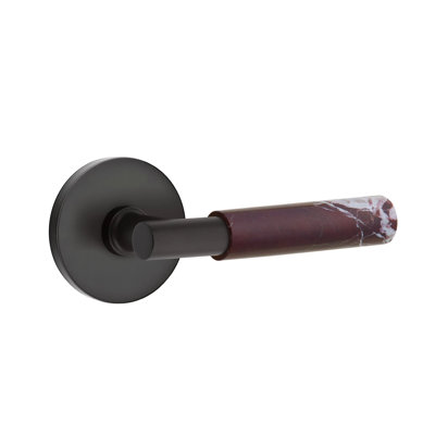 Mortaise intérieure Emtek Select Passage avec rosette à disque et tige en T, marbre Rosso Levanto