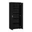 Armoire de rangement noire pour salle de bain avec tablette réglable - Armoire de bureau à deux portes en panneau de fibres à densité moyenne avec dispositif anti-basculement, finition imperméable