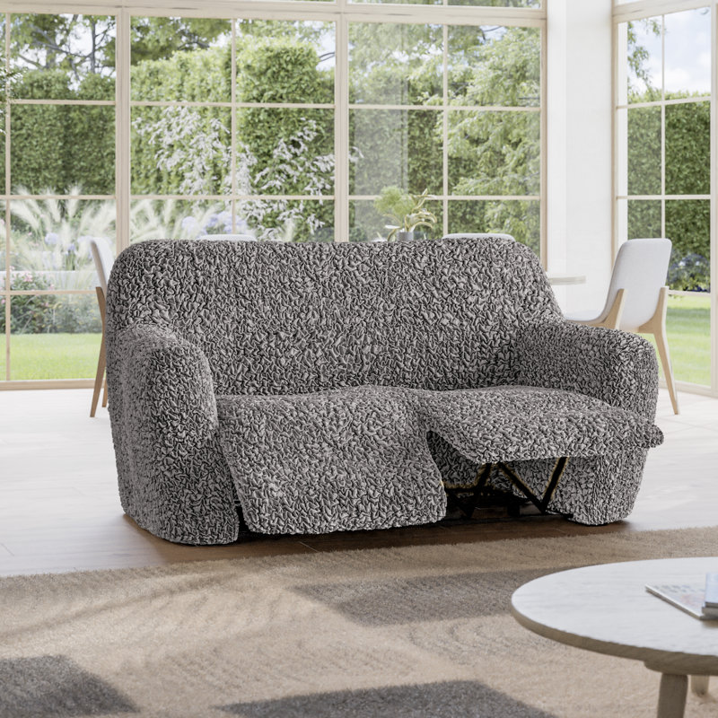 Housse extensible pour causeuse inclinable - Écologique et douce - Collection Fuco Cotton, Coton gris