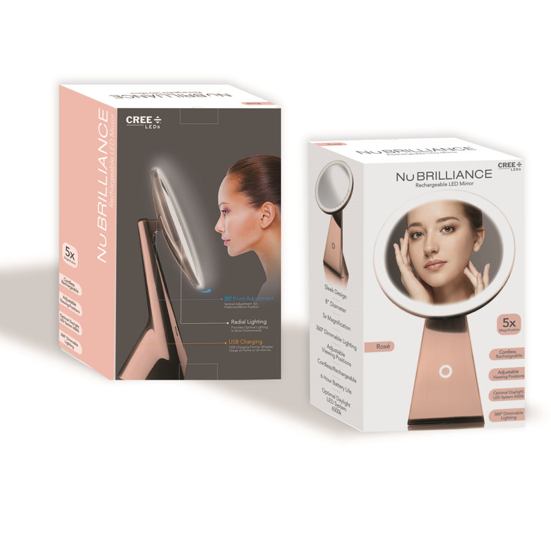 Rose Gold 8'' LED Magnifying Countertop Makeup Mirror