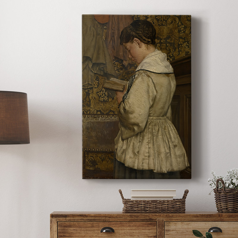 Fille lisant - Toile tendue sur châssis par Henri de Braekeleer, 12 x 18