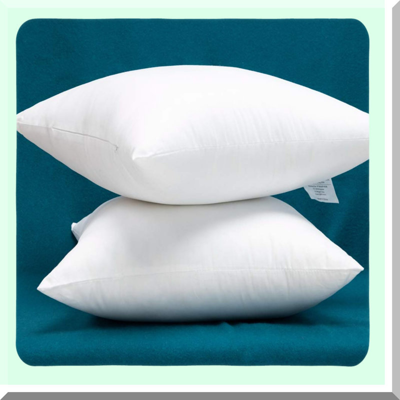 Plush Comfort Pillow Inserts - Set of 2 | Cotton Fabric Down Alternative Decorative Throw Pillows | Fluffy Cushion Inserts for Sofa & Bed