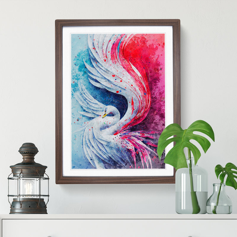Mesmerizing Swan Abstract - Framed Print, 64cm H x 46cm W, Brown
