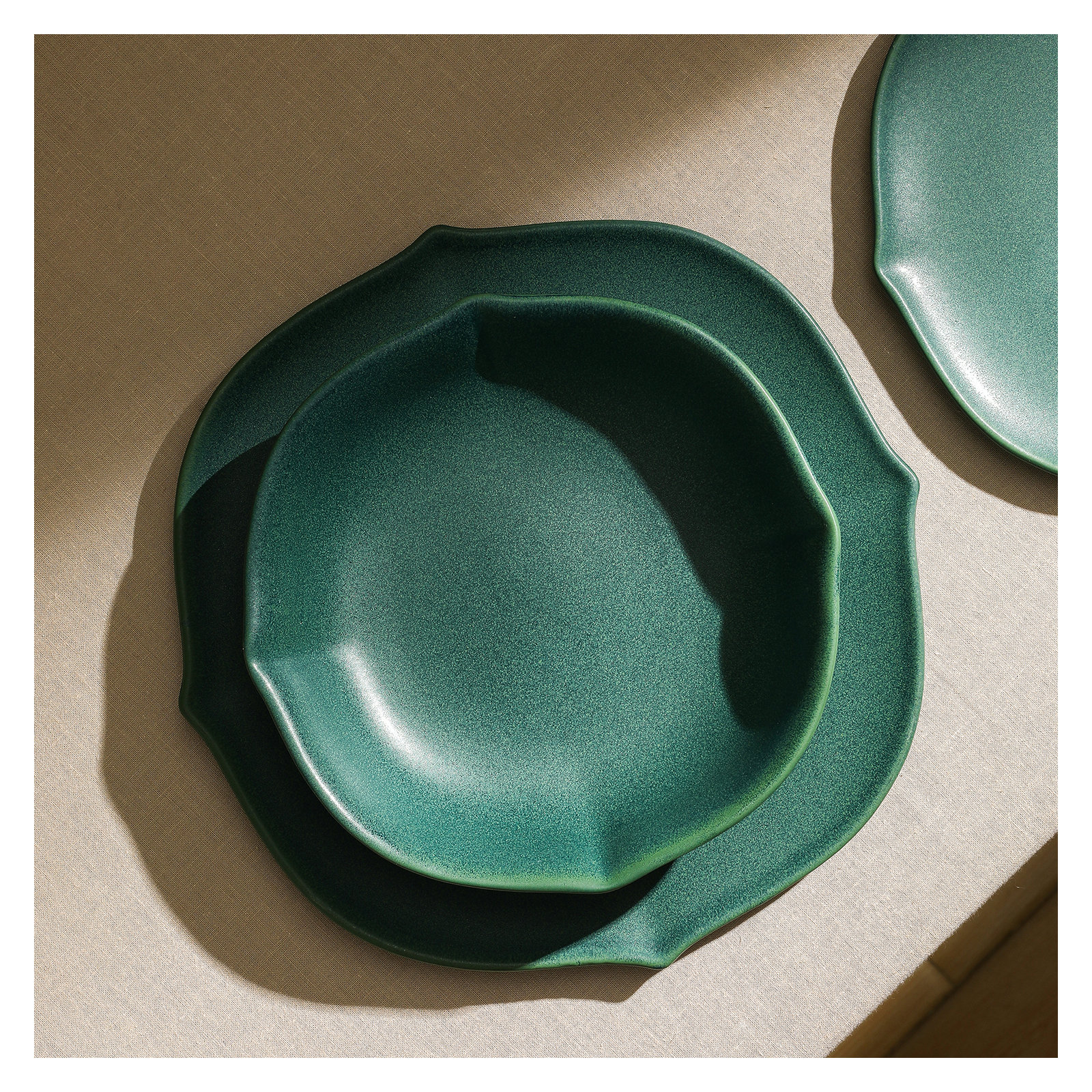 Stone Lain Baskerville 12-Piece Dinnerware Set Stoneware, Green