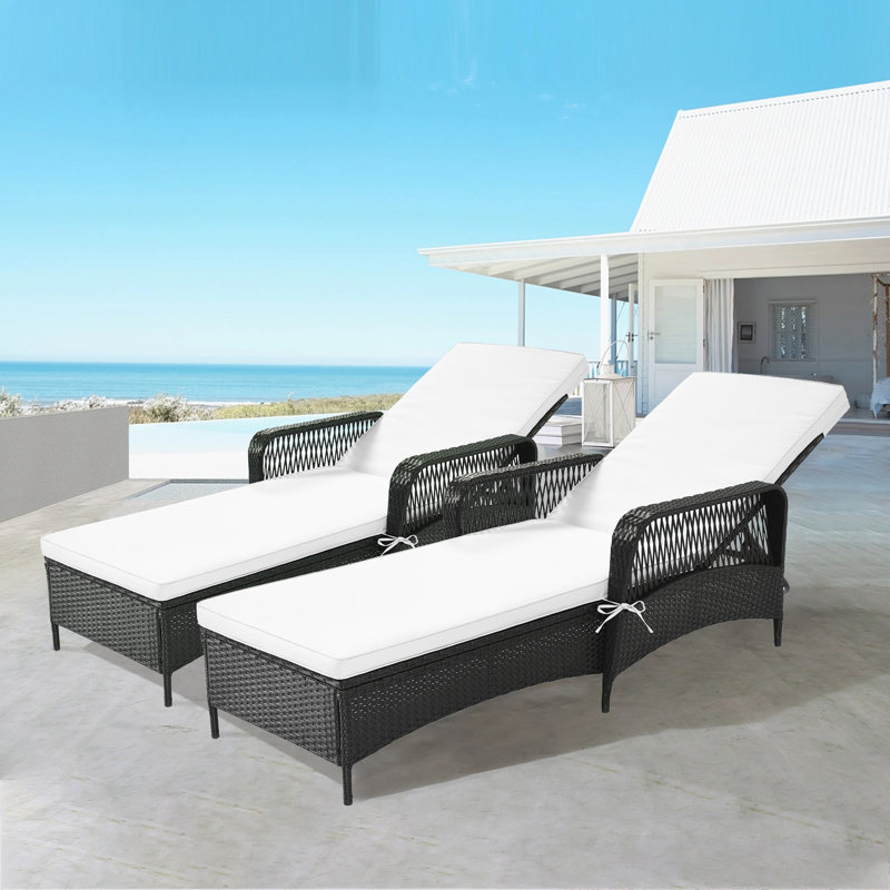 Chaise longue inclinable simple avec coussins 22,4 po Baziliu