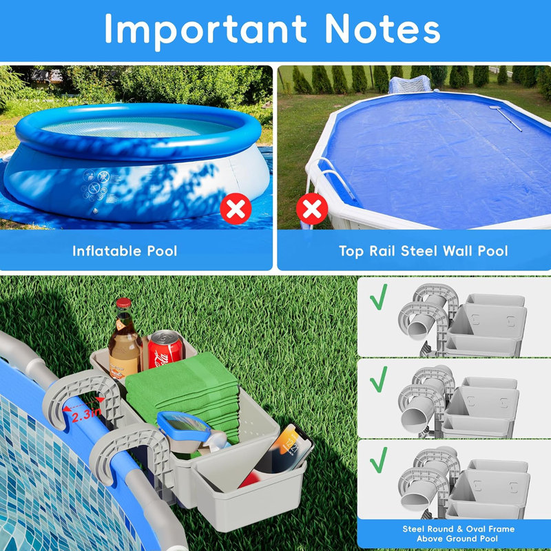 Accessoires de piscine hors terre : panier porte-gobelets (lot de 2)