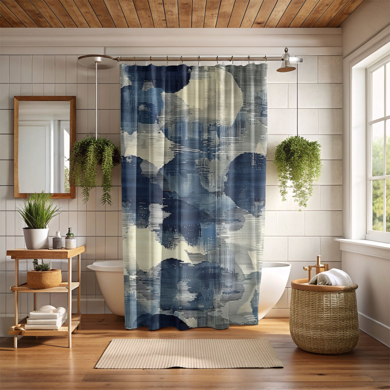 Rideau de douche Blue Hues - Premium, H 74 po x l 71 po