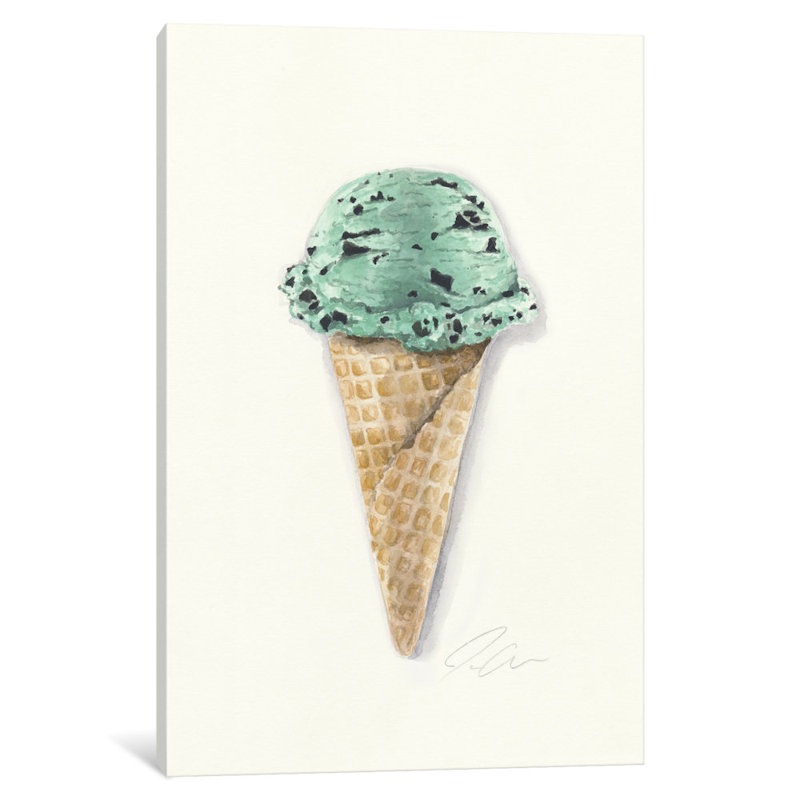 «Mint Chip», reproduction sur toile, H 24 po x l 16 po x P 1 po, Papier d'art encadré noir, Blanc