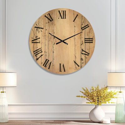 Extra Large Botanical Minimalist Wall Clock – Minimal Birch Study, Printed on Wood