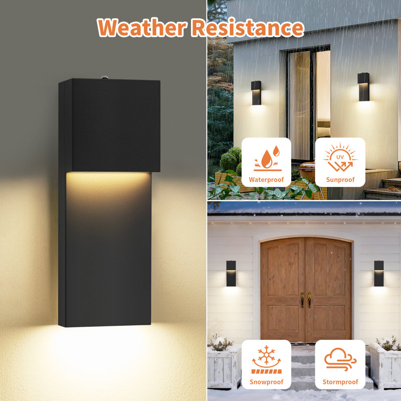 2 Packs Outdoor LED Wall Light Dusk To Dawn Integrated LED Wall Sconce