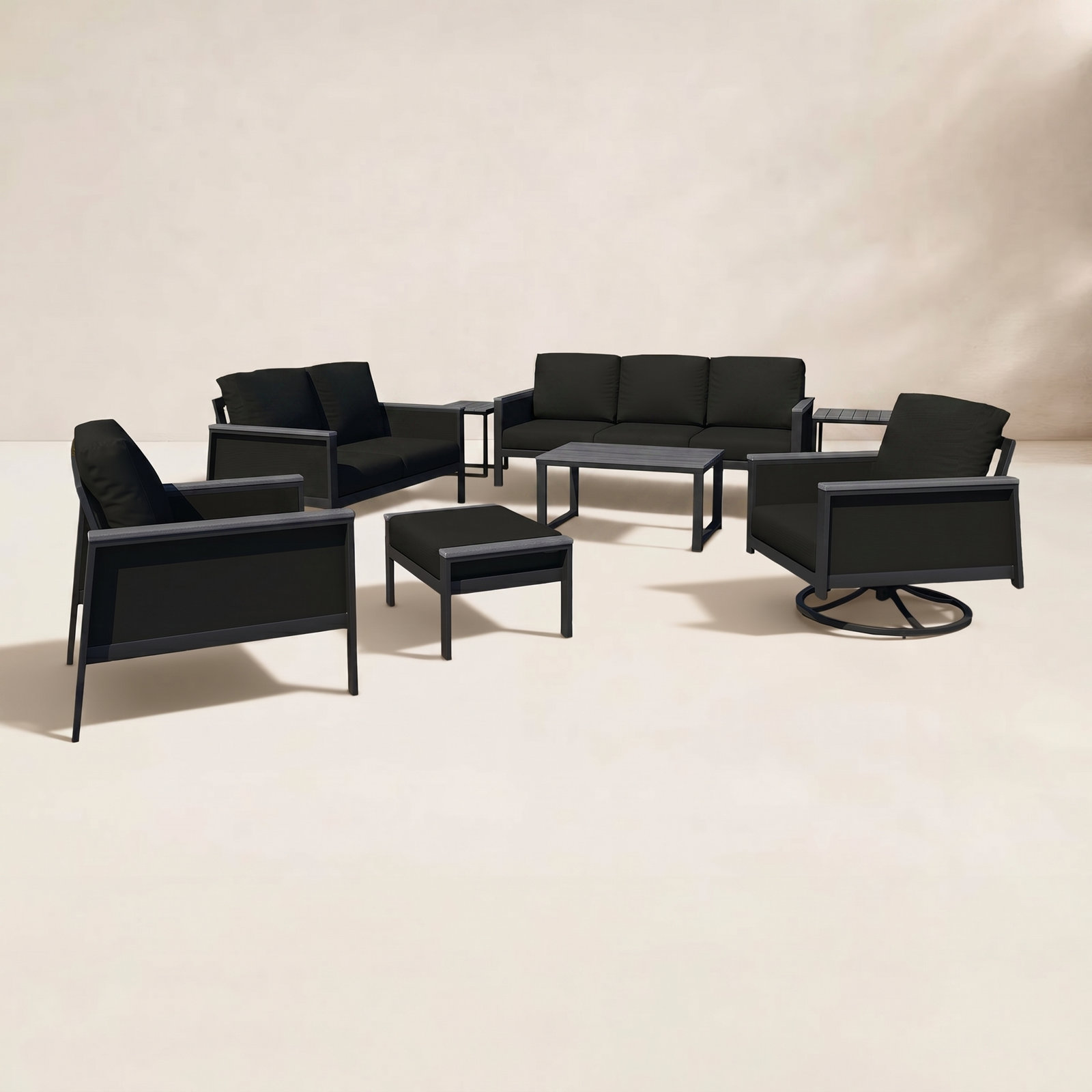 Townsend 7-Person Patio Seating Group, Canvas Black