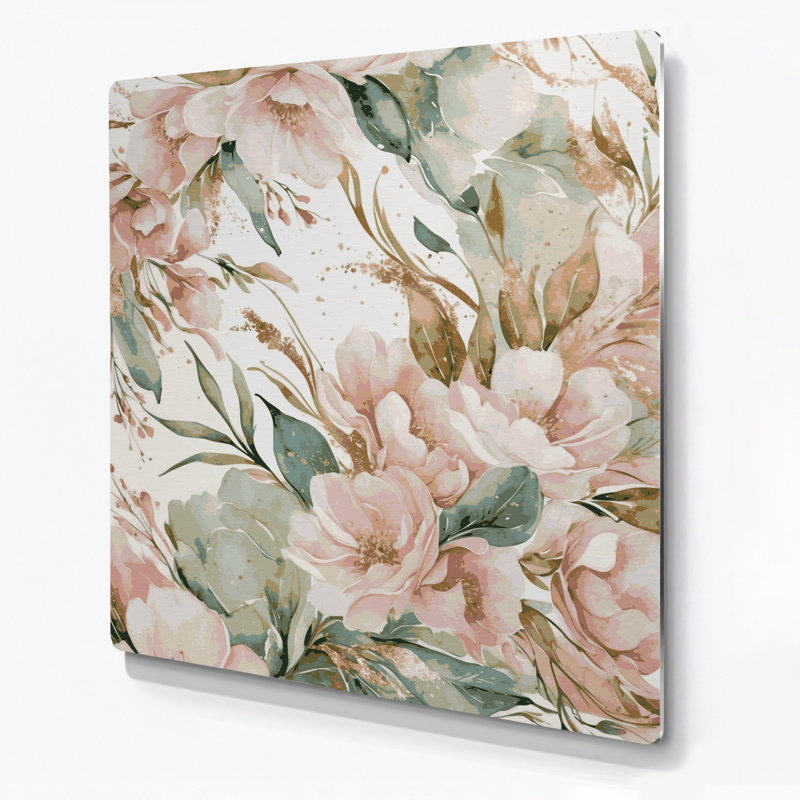 Aquarelle florale 11, art mural gris en métal, H 8 po x l 8 po