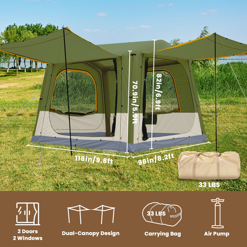 Suv Tent For Camping,6-Person Car Camping Tent, Easy Set Up Tent With Porch And Storage Bag, Green/White
