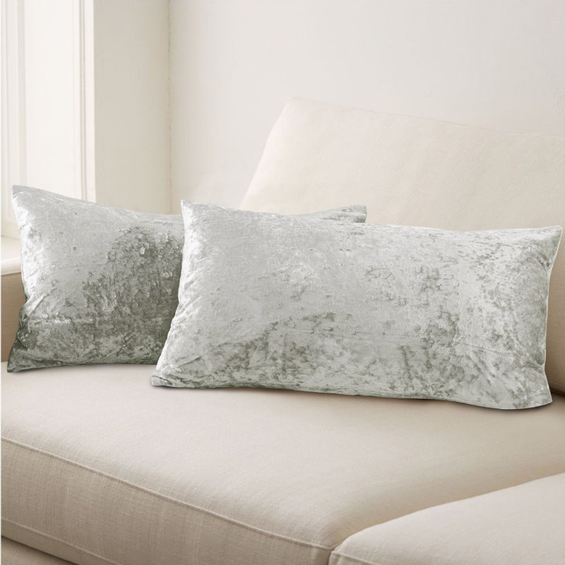 Housse de coussin lombaire en velours froissé, Argent argent