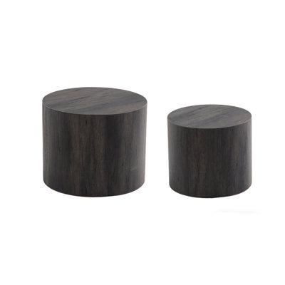 Nesting Coffee Table Set of 2 Round Wooden Coffee Tables Circle Modern Table for Small Space Living Room Bedroom Accent End Side Table