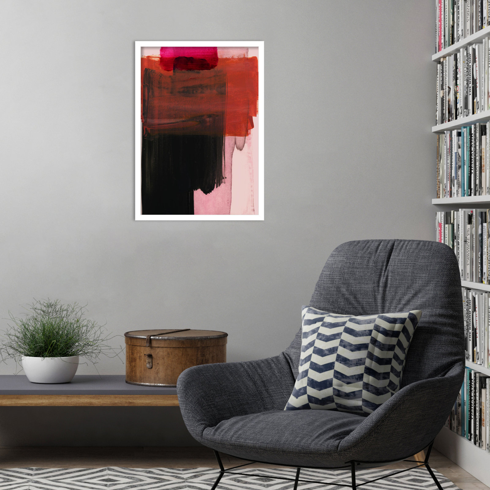 Abstract Painting XXI by Iris Lehnhardt Wood Framed Wall Art Print, White, 25" H x 18" W
