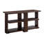 Table de bout Mai en finition noyer - Console rectangulaire classique en bois avec 2 tablettes ouvertes pour le rangement