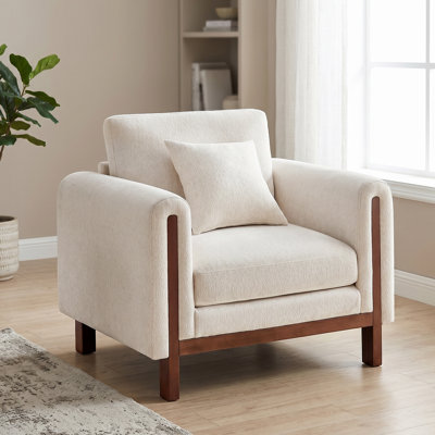 Fauteuil rembourré 43,7 po, fauteuil d'appoint moderne surdimensionné avec accoudoirs rembourrés pour la chambre à coucher du salon