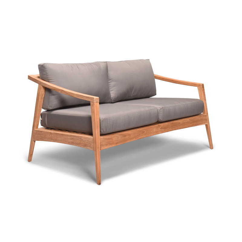 Elswick 59'' Wide Teak Loveseat with Sunbrella® Cushions, Canvas Charcoal Sunbrella® Canvas