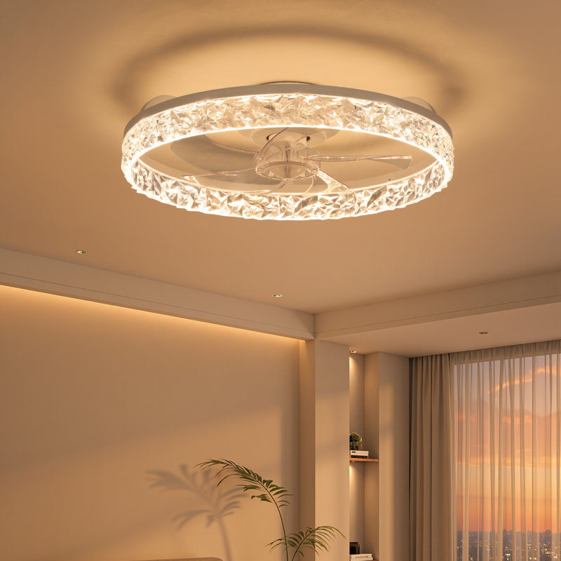 Ventilateur de plafond moderne à intensité variable de 20 po avec ensemble de lumières DEL et télécommande Blodgett, Ivory
