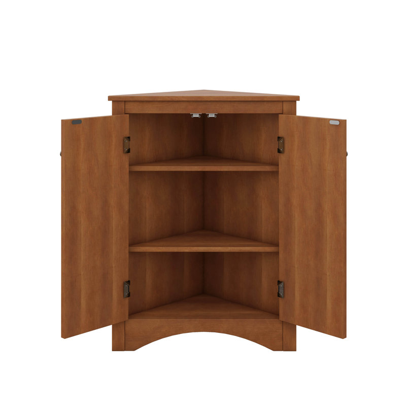 Corner Storage Cabinet, Bathroom Triangle Floor Storage Cabinet With Adjustable Shelves, Freestanding Floor Cabinet With 2 Doors