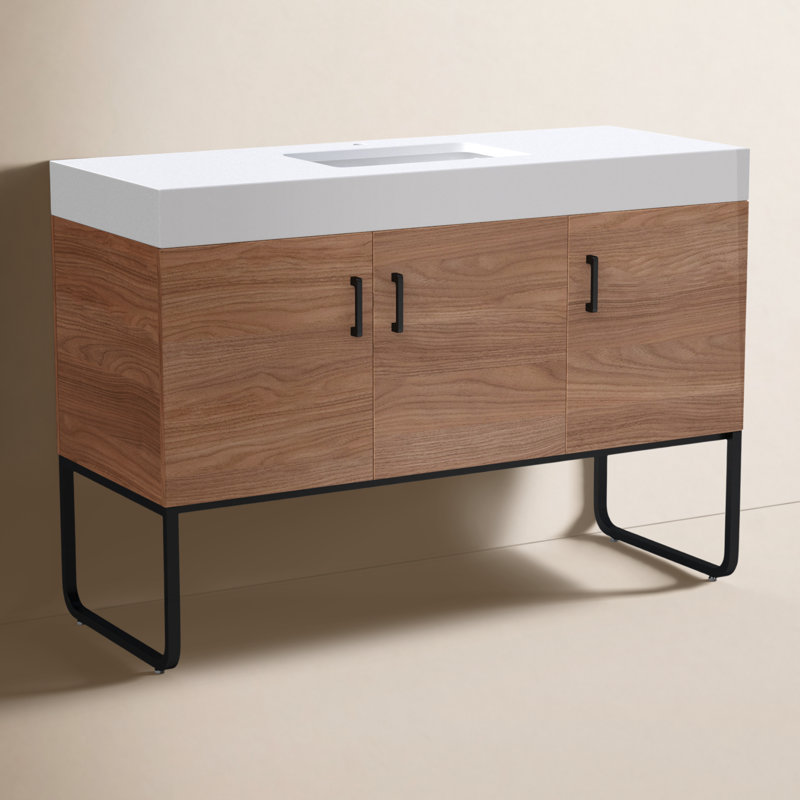 Ensemble de meuble-lavabo simple 48 po Keena, Noyer