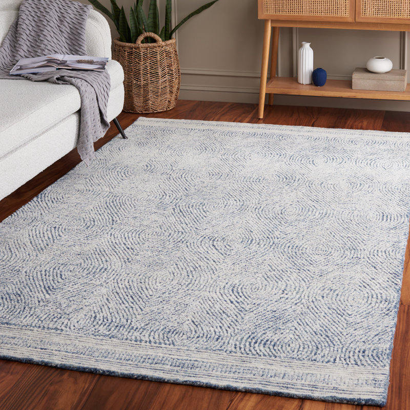 Tapis en laine touffeté à la main Cole, Ivory/Navy, Rectangle 6 pi x 9 pi